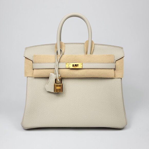 NEW Full Gift Box Receipt HERMES Birkin 25 Beton Togo Leather Gold Tote Bag - Picture 3 of 14